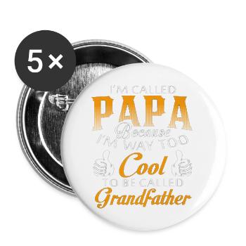 Papa - Buttons large 2.2'' (5-pack) - white