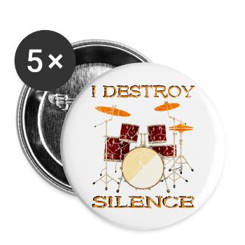 Cool Drum Kit Percussion Vintage Retro Drummer - Buttons large 2.2'' (5-pack) - white