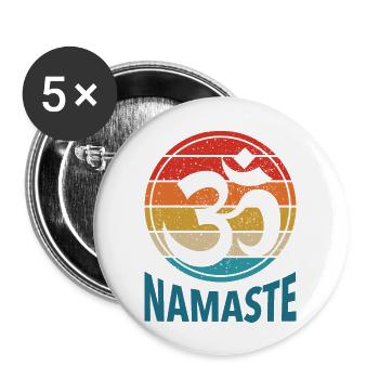 Namaste Sign Yoga Meditation Spiritual Yogi Yoga - Buttons large 2.2'' (5-pack) - white