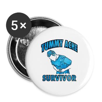 Tummy Ache Survivor - Buttons large 2.2'' (5-pack) - white