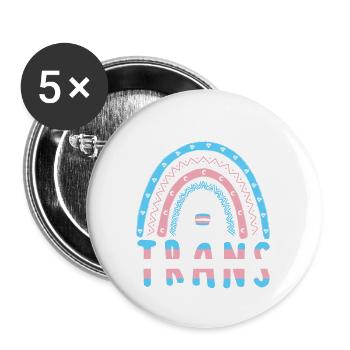 Transgender Boho Rainbow Trans - Buttons large 2.2'' (5-pack) - white