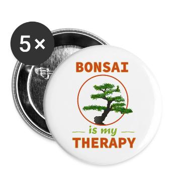 Bonsai Therapy japanese gardening - Buttons large 2.2'' (5-pack) - white