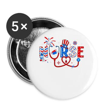 4th Of July Nursing For Women Stethoscope Nurse - Buttons large 2.2'' (5-pack) - white