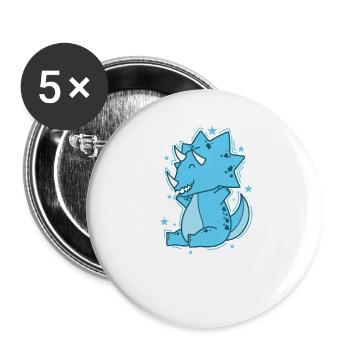 little Dino Triceratops is happy - Buttons large 2.2'' (5-pack) - white