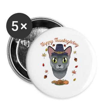 Russian Blue Cat Lover I Happy Thanksgiving - Buttons large 2.2'' (5-pack) - white