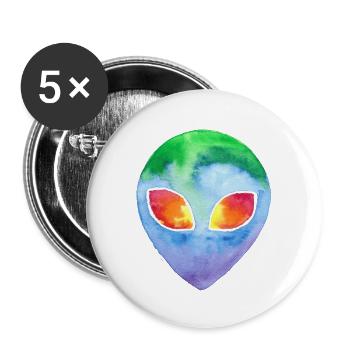 Watercolor Alien - Buttons large 2.2'' (5-pack) - white