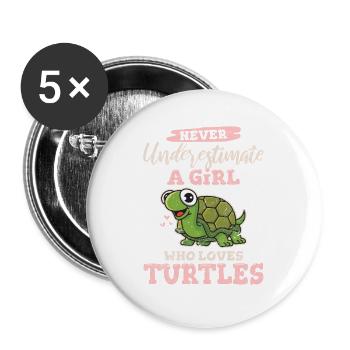 Never Underestimate A Girl Who Loves Turtles Turtl - Buttons large 2.2'' (5-pack) - white