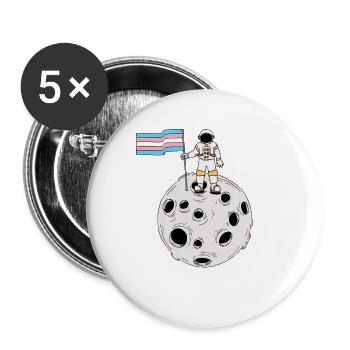 Transgender Astronaut On Moon Trans Pride Flag - Buttons large 2.2'' (5-pack) - white