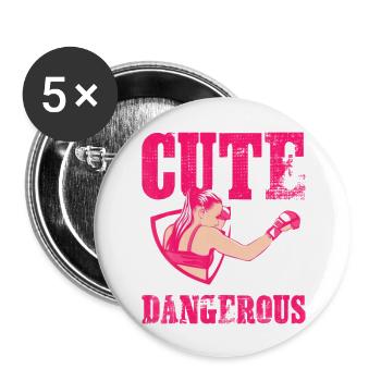 Cute But Dangerous Boxing Girl - Buttons large 2.2'' (5-pack) - white