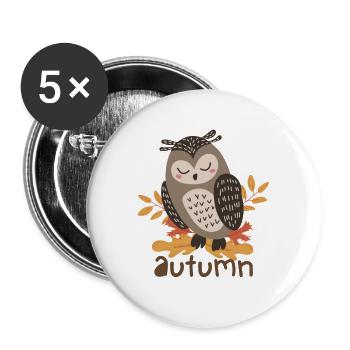 Autumn Tree Orange Fall Leaves The Season owl - Buttons large 2.2'' (5-pack) - white