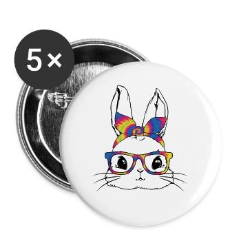 Cute Bunny Face Tie Dye Glasse Headband Easter Day - Buttons large 2.2'' (5-pack) - white