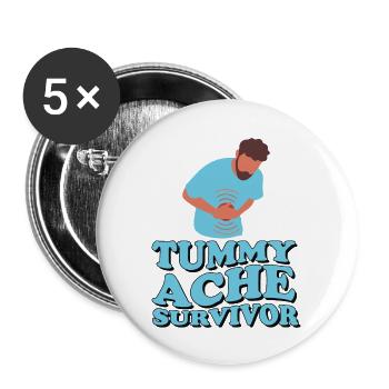 Tummy Ache Survivor Stomachache Vintage - Buttons large 2.2'' (5-pack) - white
