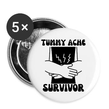 tummy ache survivor - Buttons large 2.2'' (5-pack) - white