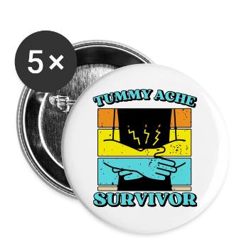 Tummy Ache Survivor - Buttons large 2.2'' (5-pack) - white