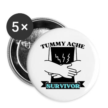 Tummy Ache Survivor - Buttons large 2.2'' (5-pack) - white