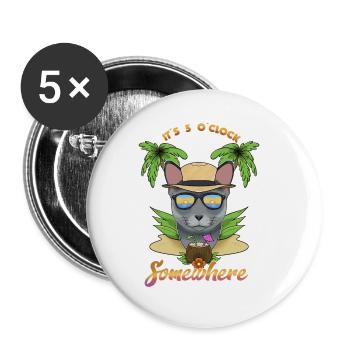 It Is 5 OClock Somewhere Drinking Russian Blue - Buttons large 2.2'' (5-pack) - white
