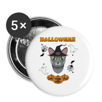 Russian Blue Cat Lover I Happy Halloween - Buttons large 2.2'' (5-pack) - white