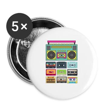 Cassette Music Classic - Buttons large 2.2'' (5-pack) - white