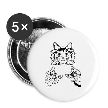 Cut cat faces - Buttons large 2.2'' (5-pack) - white