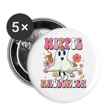 Ghost Hippie Halloween Cute Girl Retro Flower - Buttons large 2.2'' (5-pack) - white