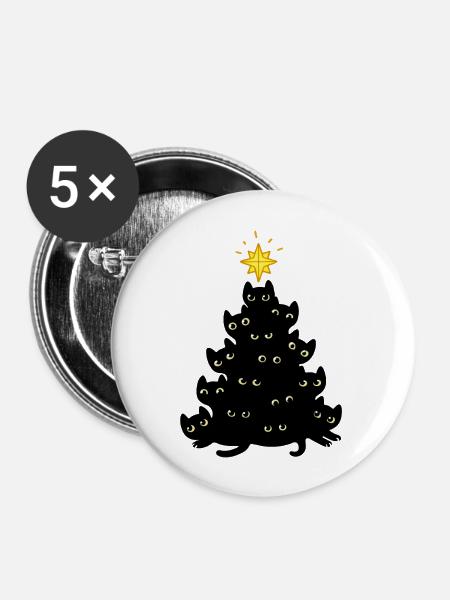 Christmas Meowy - Buttons large 2.2'' (5-pack) - white