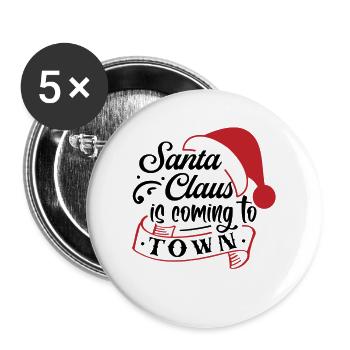 Santa Claus Is Coming To Town Santa Hat Design - Buttons large 2.2'' (5-pack) - white