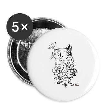 Cut cat lover flowers - Buttons large 2.2'' (5-pack) - white