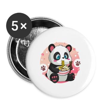Cute Kawaii Panda Eating Ramen - Buttons large 2.2'' (5-pack) - white
