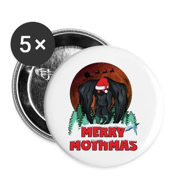 Mothman Christmas Merry Mothmas Funny Moth Man - Buttons large 2.2'' (5-pack) - white