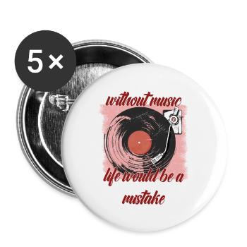 Music - Buttons large 2.2'' (5-pack) - white