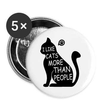 I Like Cats More Than People - Buttons large 2.2'' (5-pack) - white