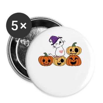 Funny Cat Face With Funky Glasses Apparel - Buttons large 2.2'' (5-pack) - white