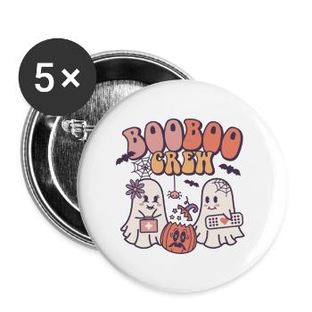 Boo Boo Crew Ghost Doctor Paramedic EMT Nurse - Buttons large 2.2'' (5-pack) - white