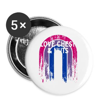 I Love Chests & Nuts Bisexual LGBTQ Bi Pride - Buttons large 2.2'' (5-pack) - white