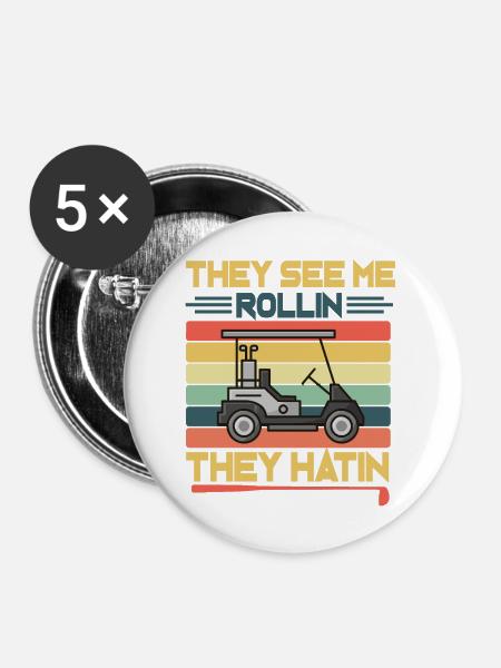 Rollin Hatin Funny Golfers - Buttons large 2.2'' (5-pack) - white