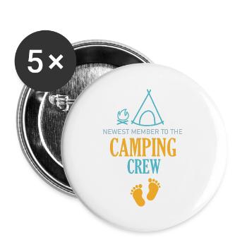 Newest member To The Camping Crew New baby - Buttons large 2.2'' (5-pack) - white
