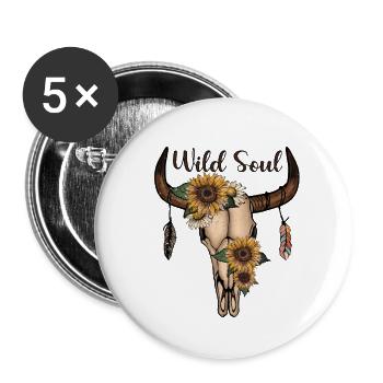 Wild Soul - Animal Skull - Buttons large 2.2'' (5-pack) - white