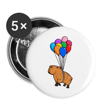 Capybara Giant Cavy Rodent With Balloons Capybara - Buttons large 2.2'' (5-pack) - white