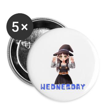Anime Cute Witch Girl Wednesday Days of the Week - Buttons large 2.2'' (5-pack) - white