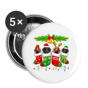 Cute Dachshund Dog In Sock Christmas Santa Xmas - Buttons large 2.2'' (5-pack) - white