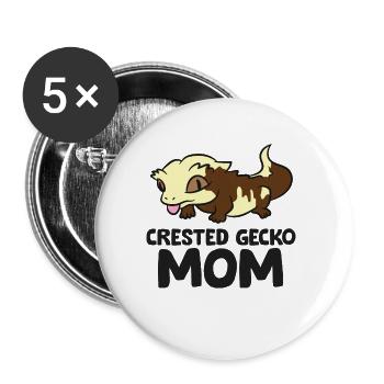 Crested Gecko Mom Lizard Reptile Crested Gecko - Buttons large 2.2'' (5-pack) - white