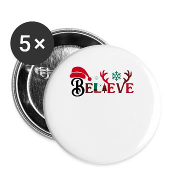 Xmas Christmas Believe Sock Deer Horns - Buttons large 2.2'' (5-pack) - white