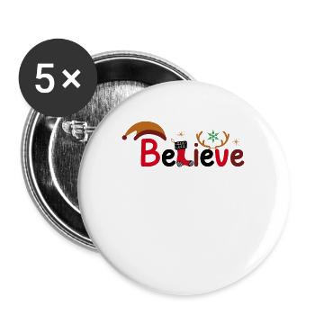 Xmas Christmas Believe Sock Deer Horns - Buttons large 2.2'' (5-pack) - white