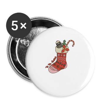 Xmas Christmas Tis the Season Sock Mistletoe - Buttons large 2.2'' (5-pack) - white