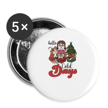 Xmas Christmas Hello Cold Days Sock Fir Tree - Buttons large 2.2'' (5-pack) - white
