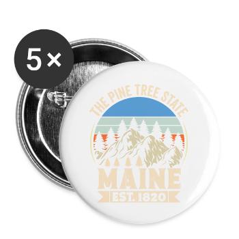 Maine The Pine Tree State Es1820 Vintage Mountains - Buttons large 2.2'' (5-pack) - white