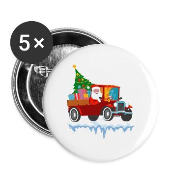Red jeep pine tree Funny Merry Christmas family - Buttons large 2.2'' (5-pack) - white