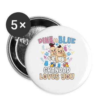 Pink or Blue Grandad Loves You Best Grandpa Ever - Buttons large 2.2'' (5-pack) - white