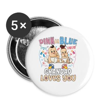 Pink or Blue Grandad Loves You Best Grandpa Ever - Buttons large 2.2'' (5-pack) - white