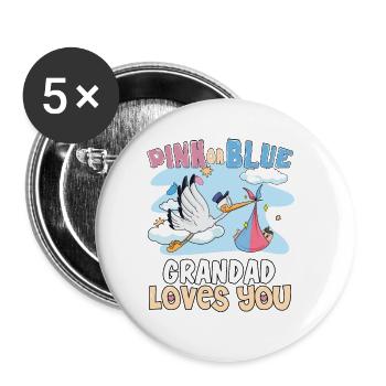 Pink or Blue Grandad Loves You Best Grandpa Ever - Buttons large 2.2'' (5-pack) - white